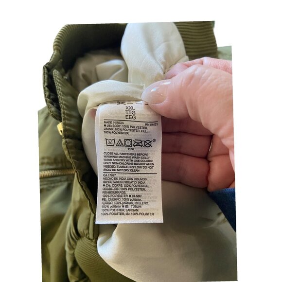 Old Navy Quilted Satin Bomber Jacket Thyme Green Size XXL Minimalist Neutral - Picture 4 of 16
